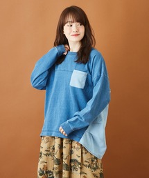 CUBE SUGAR（キューブシュガー）の「WEB限定 インディゴ裏毛 スウェット バック布帛 ゆる プルオーバー（スウェット）」
