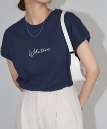 フレンチスリーブ」に該当するTシャツ/カットソー（ブルー