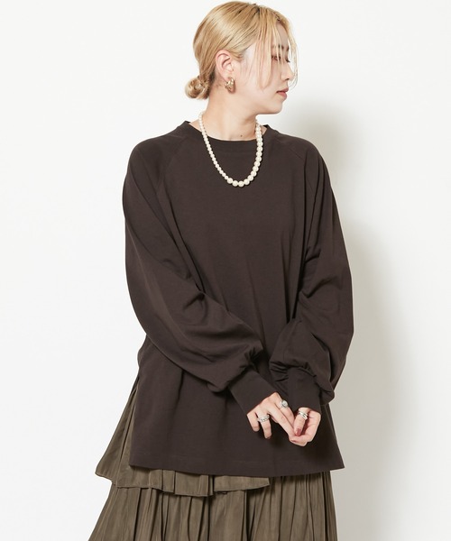 CIAOPANIC（チャオパニック）の「度詰めラグランビッグTシャツ（Tシャツ/カットソー・レディース・ブラック/ブラウン/オフホワイト/ローズ・FREE）」の10枚目の写真