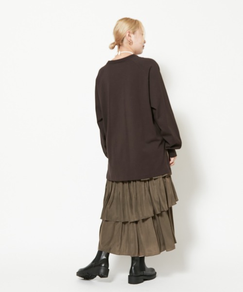 CIAOPANIC（チャオパニック）の「度詰めラグランビッグTシャツ（Tシャツ/カットソー・レディース・ブラック/ブラウン/オフホワイト/ローズ・FREE）」の18枚目の写真