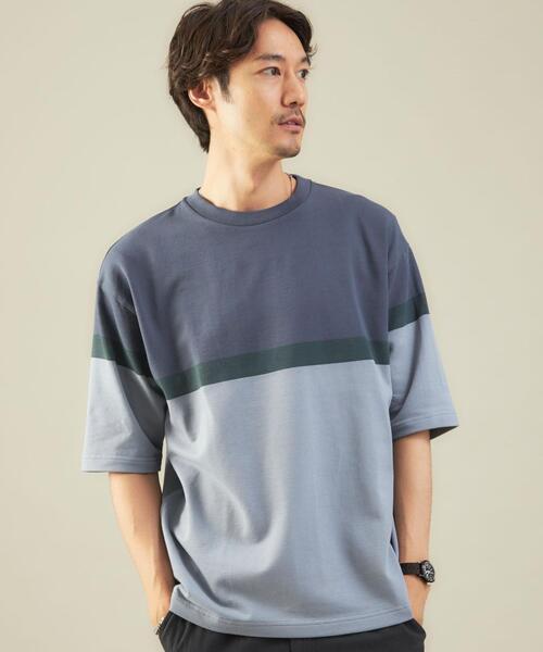 green label relaxing（グリーンレーベルリラクシング）の「＜green label relaxing＞パネルボーダー クルーネック 半袖 カットソー（Tシャツ/カットソー・メンズ・ベージュ/ロイヤルブルー・XL/S/M/L）」の3枚目の写真