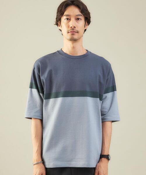 green label relaxing（グリーンレーベルリラクシング）の「＜green label relaxing＞パネルボーダー クルーネック 半袖 カットソー（Tシャツ/カットソー・メンズ・ベージュ/ロイヤルブルー・XL/S/M/L）」の4枚目の写真