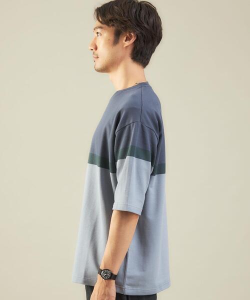 green label relaxing（グリーンレーベルリラクシング）の「＜green label relaxing＞パネルボーダー クルーネック 半袖 カットソー（Tシャツ/カットソー・メンズ・ベージュ/ロイヤルブルー・XL/S/M/L）」の5枚目の写真