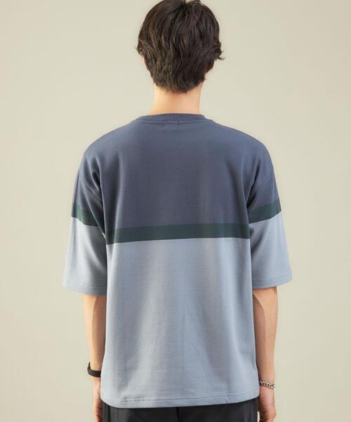 green label relaxing（グリーンレーベルリラクシング）の「＜green label relaxing＞パネルボーダー クルーネック 半袖 カットソー（Tシャツ/カットソー・メンズ・ベージュ/ロイヤルブルー・XL/S/M/L）」の6枚目の写真