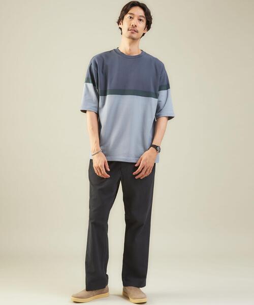 green label relaxing（グリーンレーベルリラクシング）の「＜green label relaxing＞パネルボーダー クルーネック 半袖 カットソー（Tシャツ/カットソー・メンズ・ベージュ/ロイヤルブルー・XL/S/M/L）」の7枚目の写真