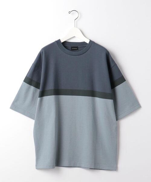 green label relaxing（グリーンレーベルリラクシング）の「＜green label relaxing＞パネルボーダー クルーネック 半袖 カットソー（Tシャツ/カットソー・メンズ・ベージュ/ロイヤルブルー・XL/S/M/L）」の8枚目の写真