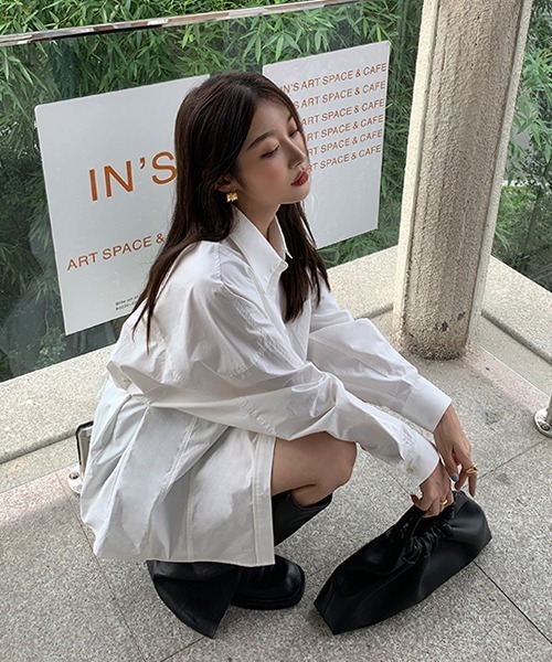 Fano Studios(ファノ ストゥディオズ)の「ウエスト紐付き オーバーサイズ ベーシックシャツ FQ21S001【Fano Studios】(シャツ/ブラウス・レディース・ホワイト/ライトグリーン/ライトブルー・L/S/M)」の21枚目の写真