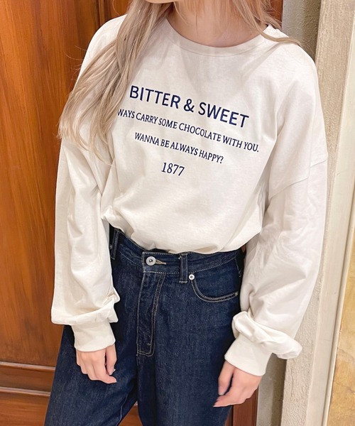 apres jour(アプレジュール)の「ショート丈プリントロンT【ZOZOTOWN限定アイテム】(Tシャツ/カットソー・レディース・アイボリー/ナチュラル/ブラック/その他/グリーン/ホワイト系その他/オフホワイト/クリーム・フリー/X-LARGE)」の1枚目の写真