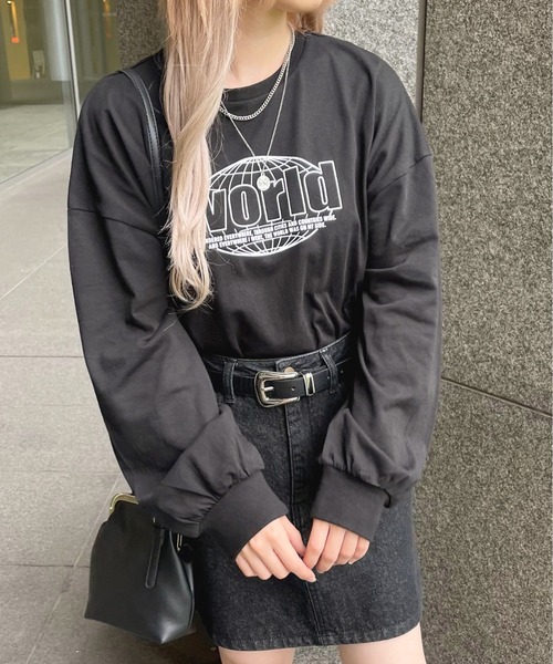 apres jour(アプレジュール)の「ショート丈プリントロンT【ZOZOTOWN限定アイテム】(Tシャツ/カットソー・レディース・アイボリー/ナチュラル/ブラック/その他/グリーン/ホワイト系その他/オフホワイト/クリーム・フリー/X-LARGE)」の5枚目の写真