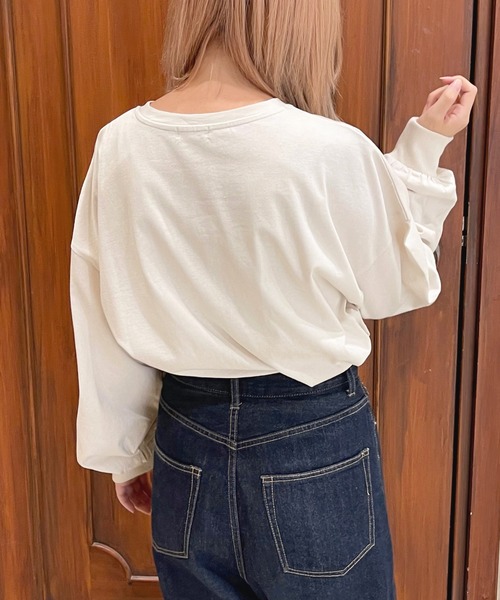 apres jour(アプレジュール)の「ショート丈プリントロンT【ZOZOTOWN限定アイテム】(Tシャツ/カットソー・レディース・アイボリー/ナチュラル/ブラック/その他/グリーン/ホワイト系その他/オフホワイト/クリーム・フリー/X-LARGE)」の17枚目の写真