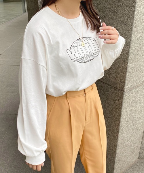 apres jour(アプレジュール)の「ショート丈プリントロンT【ZOZOTOWN限定アイテム】(Tシャツ/カットソー・レディース・アイボリー/ナチュラル/ブラック/その他/グリーン/ホワイト系その他/オフホワイト/クリーム・フリー/X-LARGE)」の20枚目の写真