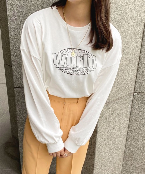 apres jour(アプレジュール)の「ショート丈プリントロンT【ZOZOTOWN限定アイテム】(Tシャツ/カットソー・レディース・アイボリー/ナチュラル/ブラック/その他/グリーン/ホワイト系その他/オフホワイト/クリーム・フリー/X-LARGE)」の21枚目の写真