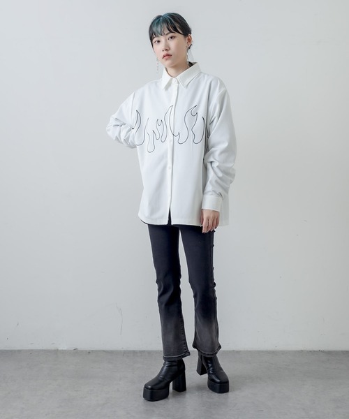 RASVOA（ラスボア）の「ファイヤーパターンシャツ（シャツ/ブラウス・レディース・ブラック/オフホワイト・FREE）」の16枚目の写真