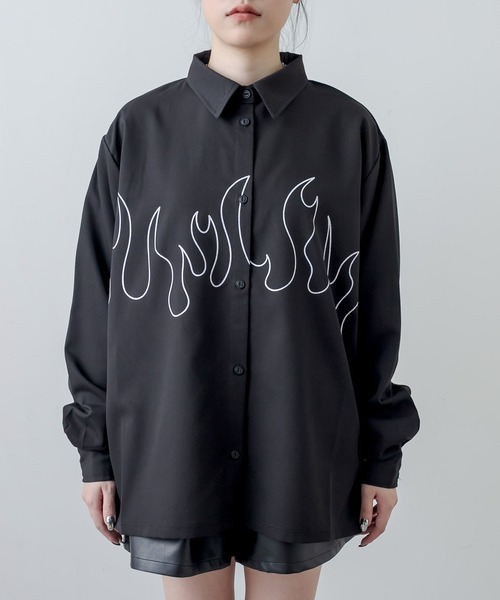 RASVOA（ラスボア）の「ファイヤーパターンシャツ（シャツ/ブラウス・レディース・ブラック/オフホワイト・FREE）」の17枚目の写真