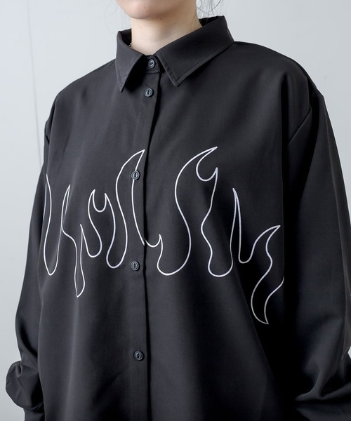 RASVOA（ラスボア）の「ファイヤーパターンシャツ（シャツ/ブラウス・レディース・ブラック/オフホワイト・FREE）」の20枚目の写真