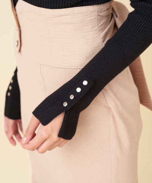 ROYAL PARTY（ロイヤルパーティー）の「【洗えるニット】オープンネックニットトップス（ニット/セーター・レディース・マルチ/モカ/オレンジ/ライトグレー/パープル/ブラック系その他/ブラック/オフホワイト・FREE）」の14枚目の写真