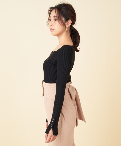 ROYAL PARTY（ロイヤルパーティー）の「【洗えるニット】オープンネックニットトップス（ニット/セーター・レディース・マルチ/モカ/オレンジ/ライトグレー/パープル/ブラック系その他/ブラック/オフホワイト・FREE）」の17枚目の写真