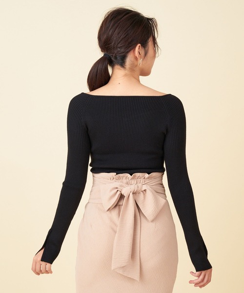 ROYAL PARTY（ロイヤルパーティー）の「【洗えるニット】オープンネックニットトップス（ニット/セーター・レディース・マルチ/モカ/オレンジ/ライトグレー/パープル/ブラック系その他/ブラック/オフホワイト・FREE）」の18枚目の写真