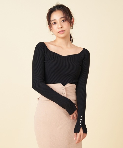 ROYAL PARTY（ロイヤルパーティー）の「【洗えるニット】オープンネックニットトップス（ニット/セーター・レディース・マルチ/モカ/オレンジ/ライトグレー/パープル/ブラック系その他/ブラック/オフホワイト・FREE）」の19枚目の写真