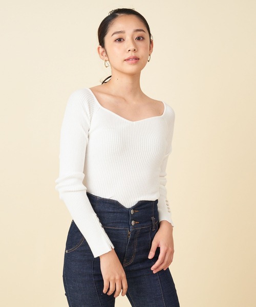 ROYAL PARTY（ロイヤルパーティー）の「【洗えるニット】オープンネックニットトップス（ニット/セーター・レディース・マルチ/モカ/オレンジ/ライトグレー/パープル/ブラック系その他/ブラック/オフホワイト・FREE）」の22枚目の写真