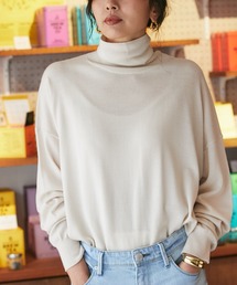 RIVE DROITE | 女性らしくラフに着こなせる カシミヤ混タートルネックチュニックニット(ニット/セーター)