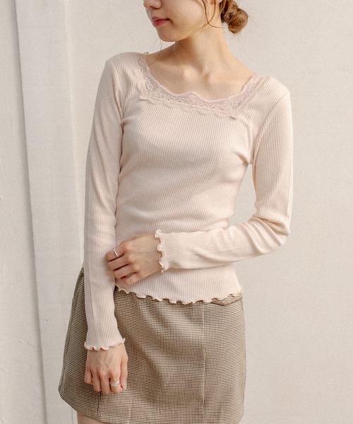 OLIVE des OLIVE（オリーブデオリーブ）の「ダブルフロントロンＴ（Tシャツ/カットソー・レディース・ブラック/オフホワイト/アイボリー・FREE）」の2枚目の写真