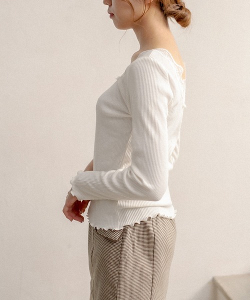 OLIVE des OLIVE（オリーブデオリーブ）の「ダブルフロントロンＴ（Tシャツ/カットソー・レディース・ブラック/オフホワイト/アイボリー・FREE）」の4枚目の写真