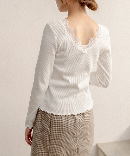 OLIVE des OLIVE（オリーブデオリーブ）の「ダブルフロントロンＴ（Tシャツ/カットソー・レディース・ブラック/オフホワイト/アイボリー・FREE）」の6枚目の写真