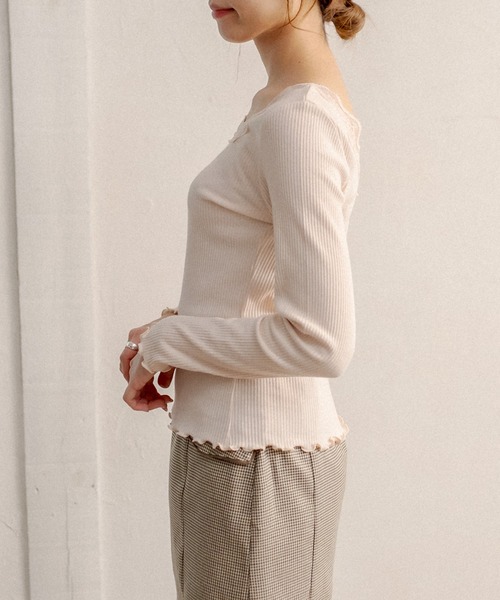 OLIVE des OLIVE（オリーブデオリーブ）の「ダブルフロントロンＴ（Tシャツ/カットソー・レディース・ブラック/オフホワイト/アイボリー・FREE）」の15枚目の写真