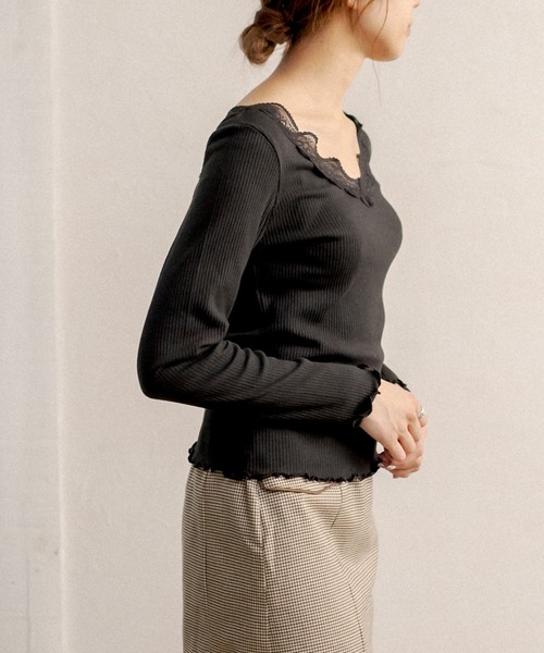 OLIVE des OLIVE（オリーブデオリーブ）の「ダブルフロントロンＴ（Tシャツ/カットソー・レディース・ブラック/オフホワイト/アイボリー・FREE）」の13枚目の写真