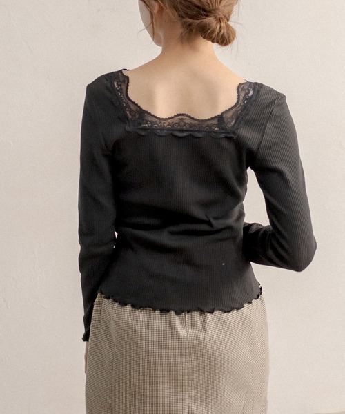 OLIVE des OLIVE（オリーブデオリーブ）の「ダブルフロントロンＴ（Tシャツ/カットソー・レディース・ブラック/オフホワイト/アイボリー・FREE）」の11枚目の写真