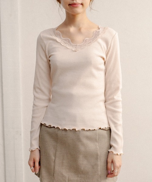 OLIVE des OLIVE（オリーブデオリーブ）の「ダブルフロントロンＴ（Tシャツ/カットソー・レディース・ブラック/オフホワイト/アイボリー・FREE）」の5枚目の写真