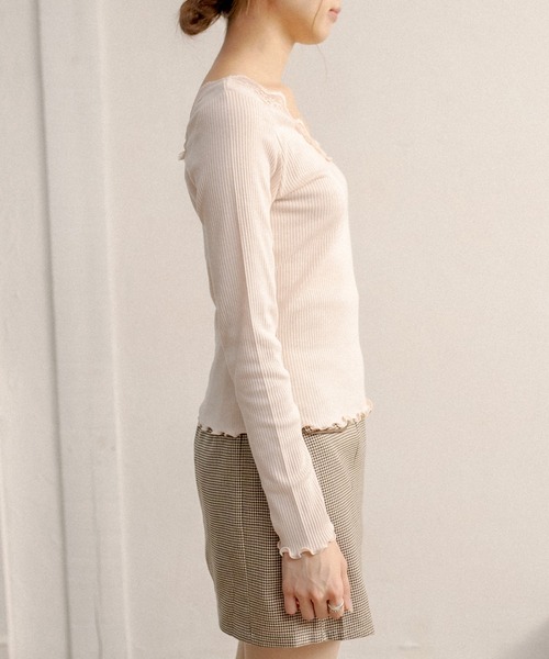 OLIVE des OLIVE（オリーブデオリーブ）の「ダブルフロントロンＴ（Tシャツ/カットソー・レディース・ブラック/オフホワイト/アイボリー・FREE）」の7枚目の写真