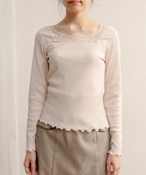 OLIVE des OLIVE（オリーブデオリーブ）の「ダブルフロントロンＴ（Tシャツ/カットソー・レディース・ブラック/オフホワイト/アイボリー・FREE）」の14枚目の写真