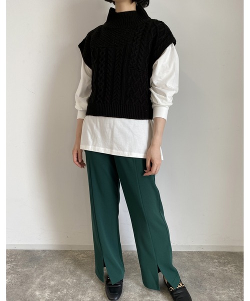 MLI'A(エムリア)の「パッチワークケーブルニット(ニット/セーター・レディース・アイボリー/ブラック/モカ・M)」の20枚目の写真