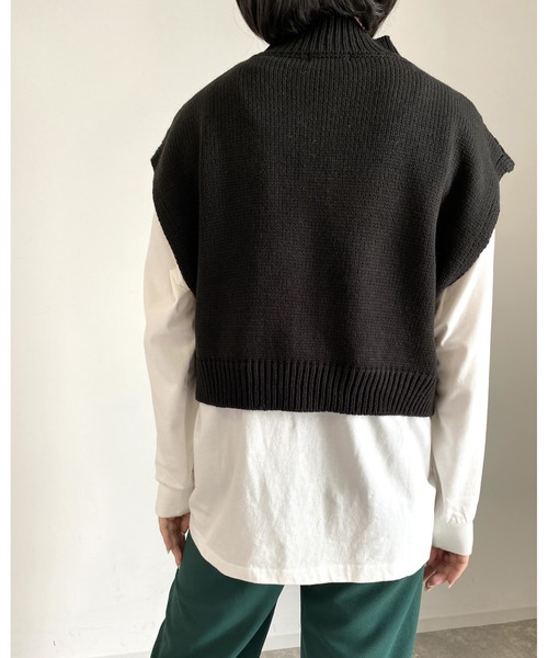 MLI'A(エムリア)の「パッチワークケーブルニット(ニット/セーター・レディース・アイボリー/ブラック/モカ・M)」の16枚目の写真