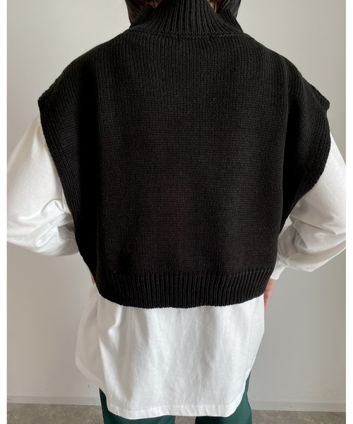 MLI'A(エムリア)の「パッチワークケーブルニット(ニット/セーター・レディース・アイボリー/ブラック/モカ・M)」の14枚目の写真