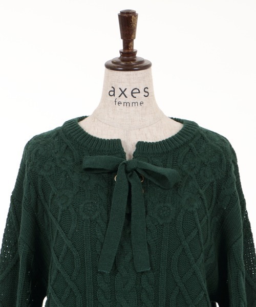 axes femme（アクシーズファム）の「レースアップ花刺繍ニットＰＯ（ニット/セーター・レディース・キナリ/グリーン/ブラック・MEDIUM）」の17枚目の写真