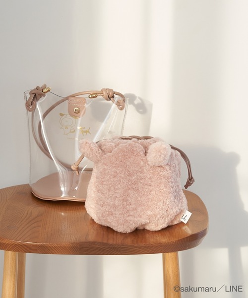 ROPE' PICNIC（ロペピクニック）の「【うさまる×ROPE' PICNIC】エコファー巾着＆クリアショルダーバッグ（ショルダーバッグ・レディース・オフホワイト/ピンク・FREE）」の2枚目の写真