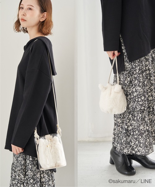 ROPE' PICNIC（ロペピクニック）の「【うさまる×ROPE' PICNIC】エコファー巾着＆クリアショルダーバッグ（ショルダーバッグ・レディース・オフホワイト/ピンク・FREE）」の11枚目の写真