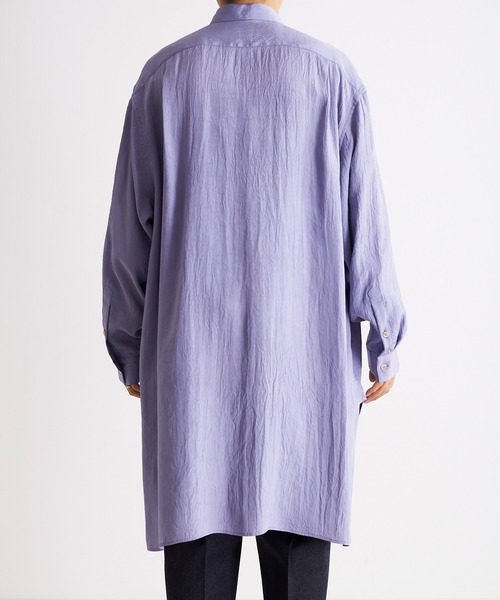 Blanc YM（ブランワイエム）の「Blanc YM ブランワイエム / Long Acetate Shirt オーバーサイズ アセテートロングシャツ プルオーバー トロミシャツ / BL-22S-ALS（シャツ/ブラウス・メンズ・サックスブルー/キナリ・MEDIUM）」の12枚目の写真