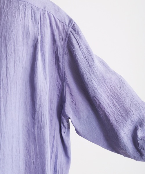 Blanc YM（ブランワイエム）の「Blanc YM ブランワイエム / Long Acetate Shirt オーバーサイズ アセテートロングシャツ プルオーバー トロミシャツ / BL-22S-ALS（シャツ/ブラウス・メンズ・サックスブルー/キナリ・MEDIUM）」の13枚目の写真
