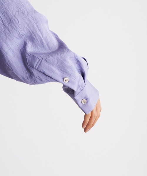 Blanc YM（ブランワイエム）の「Blanc YM ブランワイエム / Long Acetate Shirt オーバーサイズ アセテートロングシャツ プルオーバー トロミシャツ / BL-22S-ALS（シャツ/ブラウス・メンズ・サックスブルー/キナリ・MEDIUM）」の14枚目の写真