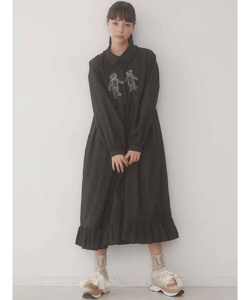 merry jenny（メリージェニー）の「ロングbearジャガードシャツワンピース（ワンピース・レディース・ブラック/ネイビー/ブルー・FREE）」の8枚目の写真