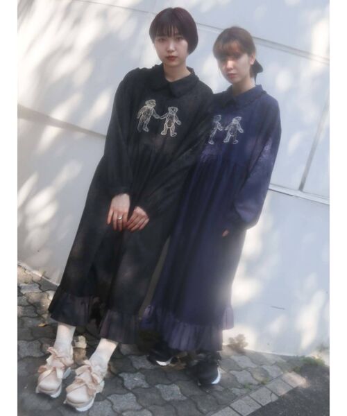 merry jenny（メリージェニー）の「ロングbearジャガードシャツワンピース（ワンピース・レディース・ブラック/ネイビー/ブルー・FREE）」の12枚目の写真