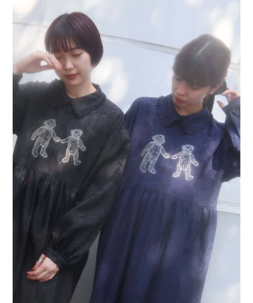 merry jenny（メリージェニー）の「ロングbearジャガードシャツワンピース（ワンピース・レディース・ブラック/ネイビー/ブルー・FREE）」の13枚目の写真