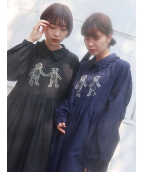 merry jenny（メリージェニー）の「ロングbearジャガードシャツワンピース（ワンピース・レディース・ブラック/ネイビー/ブルー・FREE）」の15枚目の写真