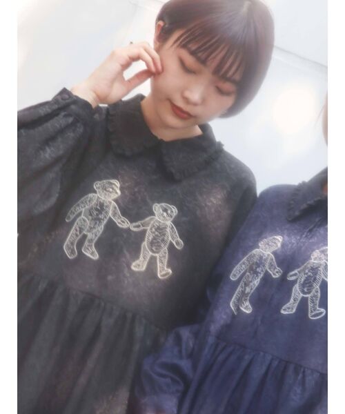 merry jenny（メリージェニー）の「ロングbearジャガードシャツワンピース（ワンピース・レディース・ブラック/ネイビー/ブルー・FREE）」の17枚目の写真