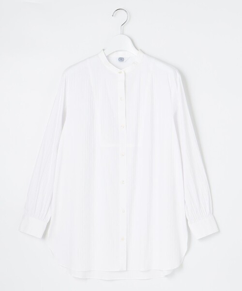 J.PRESS（ジェイプレス）の「【洗える】コットンナイロンドビーストレッチ バンドカラー ブラウス（シャツ/ブラウス・レディース・ホワイト系・11/9）」の8枚目の写真