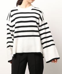 emi+ | サイドスリットボーダーニットトップス(ニット/セーター)